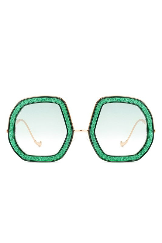 Geometric Round Glitter  | Sunglasses accessory Cramilo Eyewear Green OneSize 