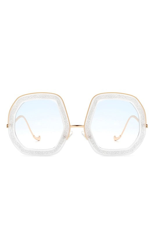 Geometric Round Glitter  | Sunglasses accessory Cramilo Eyewear White/Blue OneSize 