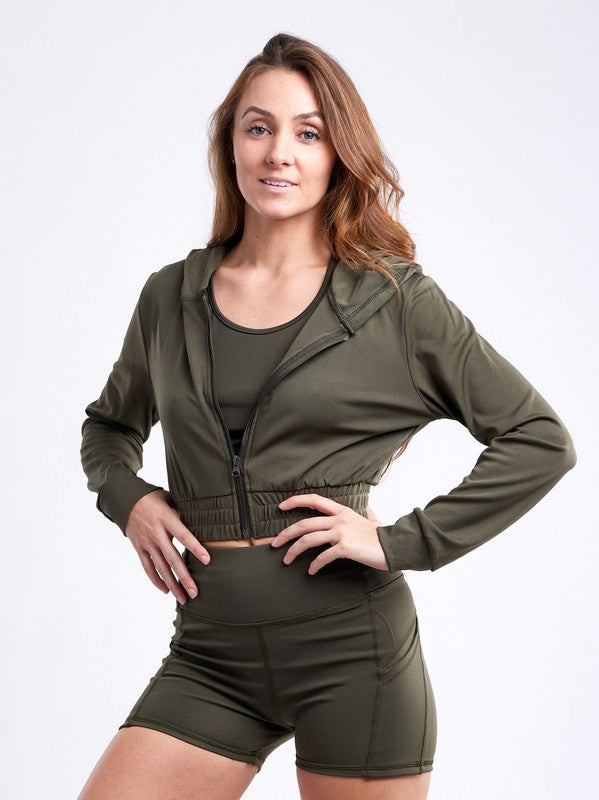 Athletic Zip-Up Crop | Jacket jacket Jupiter Gear Olive Green S/M 