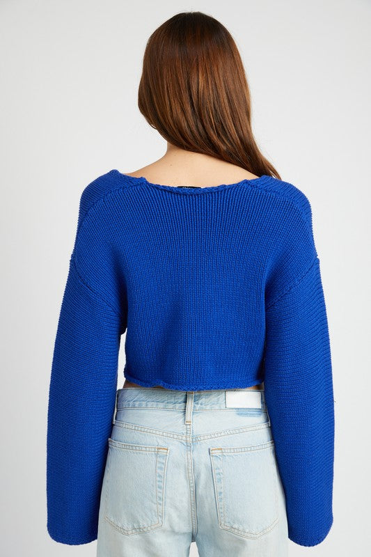 Long Sleeve V Neck Crop | Top sweater Emory Park   