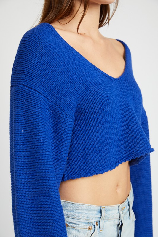 Long Sleeve V Neck Crop | Top sweater Emory Park   