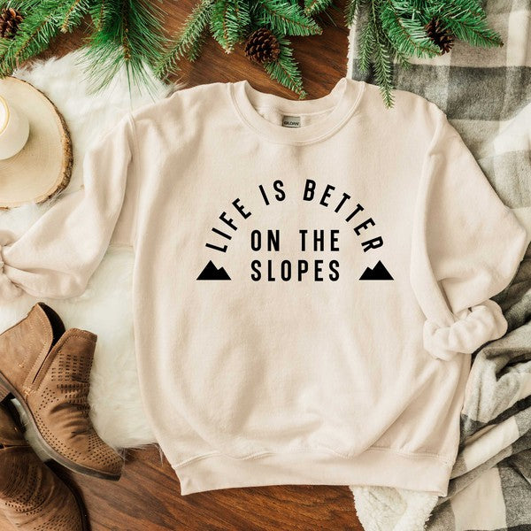 Better On The Slopes Mountains | Sweatshirt Clothing Olive and Ivory Wholesale Dust Small 