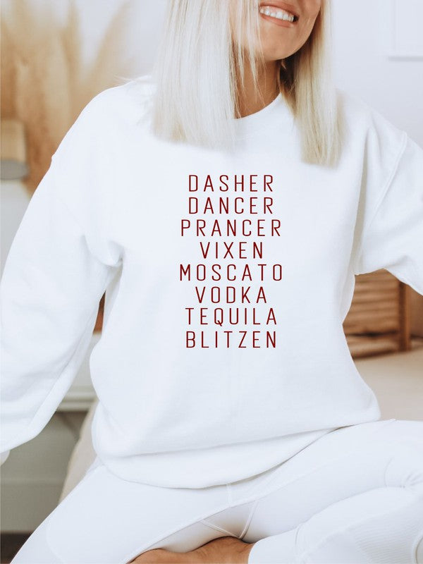 Dasher Dancer Prancer Vixen | Sweatshirt sweatshirt Ocean and 7th White L 
