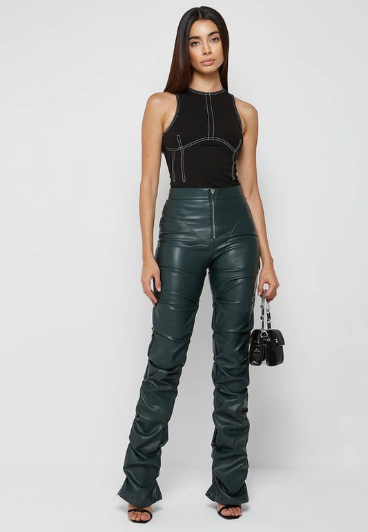 Sexy Olive Leather | Pants pants By Claude OLIVE S 