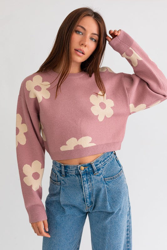 Daisy Crop | Sweater sweater LE LIS PINK-CREAM XS 