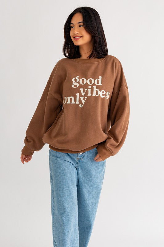 Embroidery Oversized | Sweatshirt Clothing LE LIS BROWN XS 