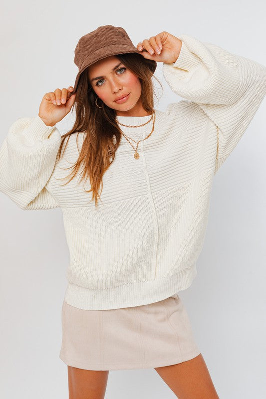 Ribbed Knitted | Sweater sweater LE LIS WHITE XS 