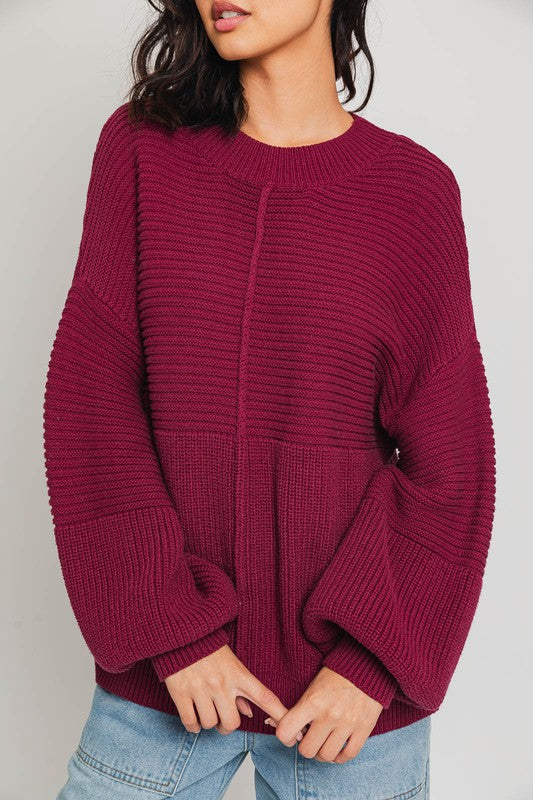 Ribbed Knitted | Sweater sweater LE LIS WINE XS 