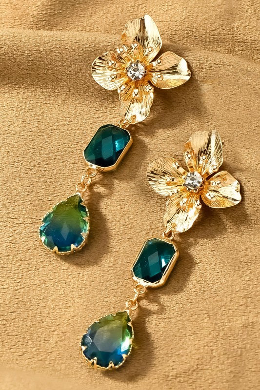 Flower Stud | Aquamarine Drop | Earrings jewelry LA3accessories aqua one size 