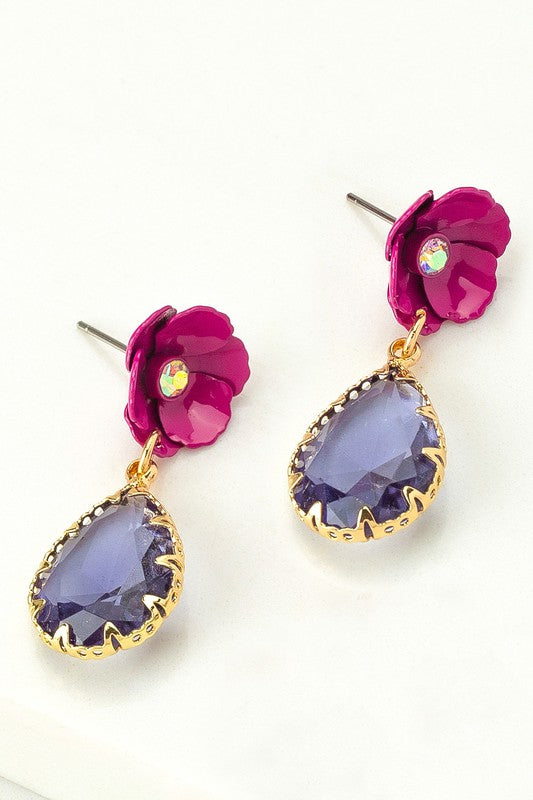 Fuchsia  Flower Stud | Earrings jewelry LA3accessories Gold one size 