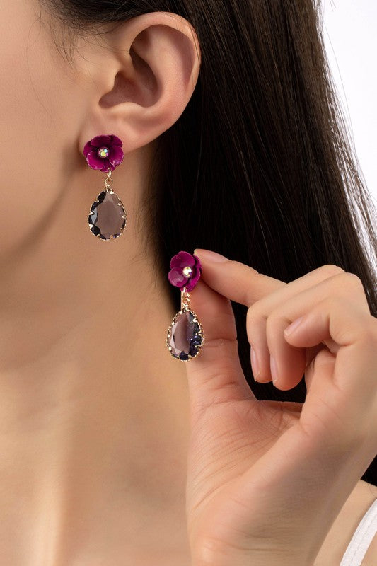Fuchsia  Flower Stud | Earrings jewelry LA3accessories   