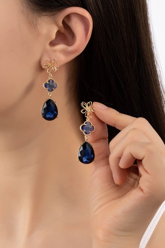 Flower | Royal Blue Drop | Earrings jewelry LA3accessories   