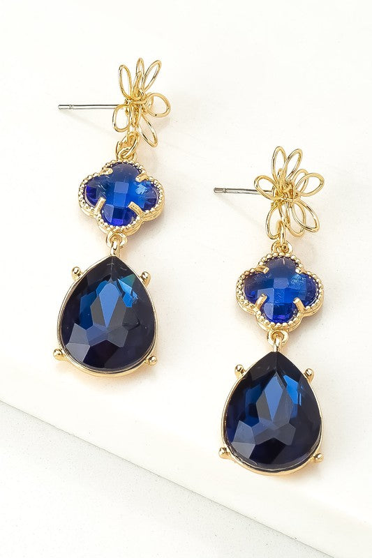 Flower | Royal Blue Drop | Earrings jewelry LA3accessories Blue one size 