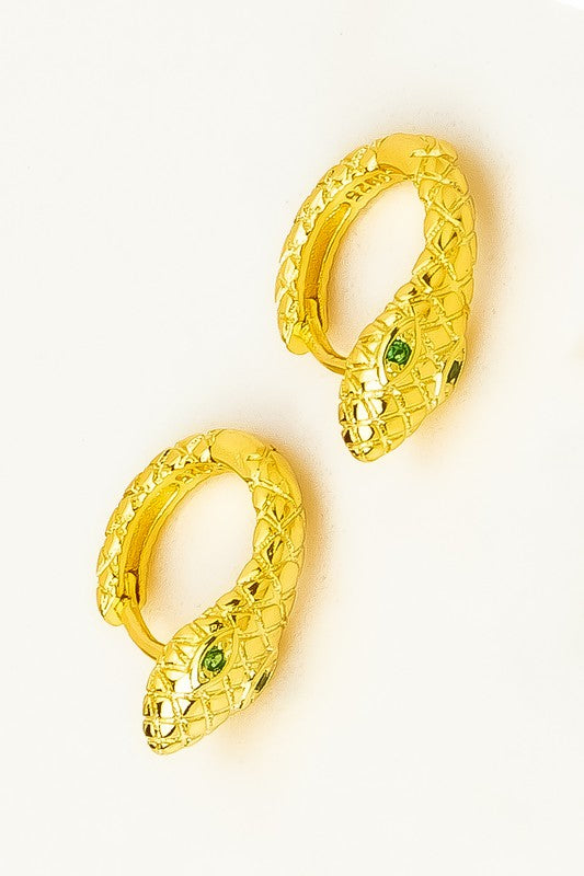 Snake Huggie  | Hoop Earrings  LA3accessories Gold one size 