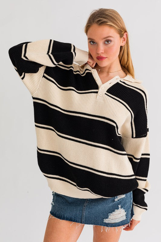 Collared Oversized | Sweater Top Clothing LE LIS   