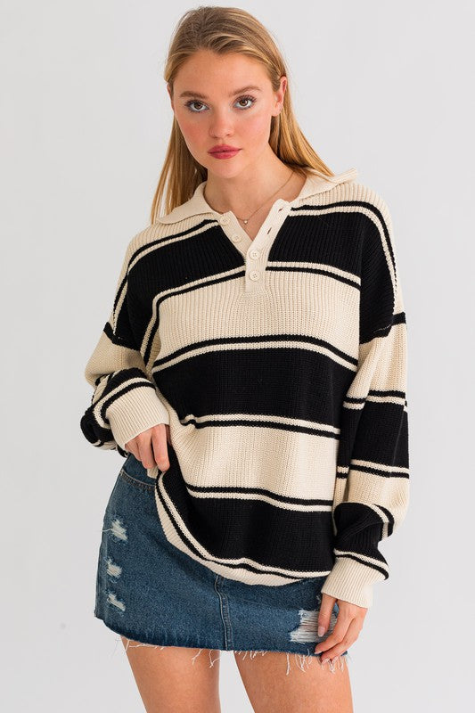 Collared Oversized | Sweater Top Clothing LE LIS   