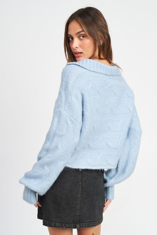 Collared Cable Knit Boxy | Sweater  Emory Park   