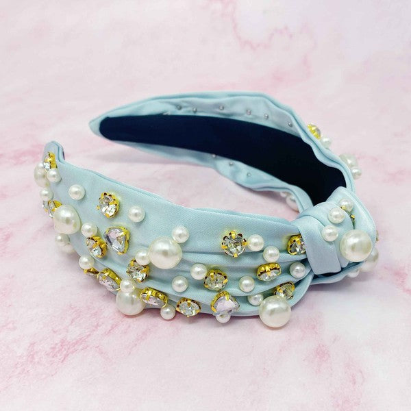 Winslet Jeweled Satin | Headband  Ellison and Young Minty Grey OS 