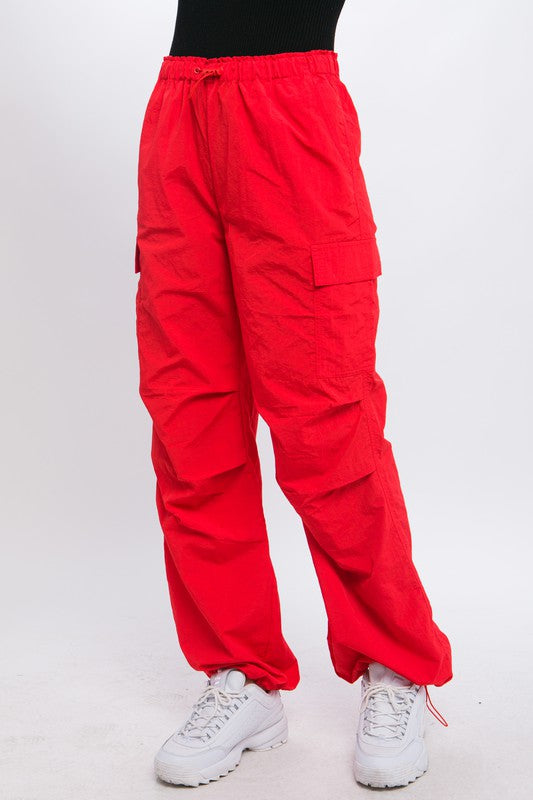 Loose Parachute Cargo | Pants pants Love Tree TOMATO RED S 