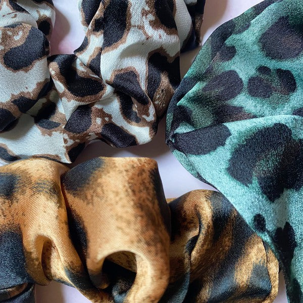 Set Of 3 | Leopard Satin  | Scrunch  Ellison and Young   