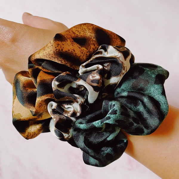 Set Of 3 | Leopard Satin  | Scrunch  Ellison and Young Leopard OS 