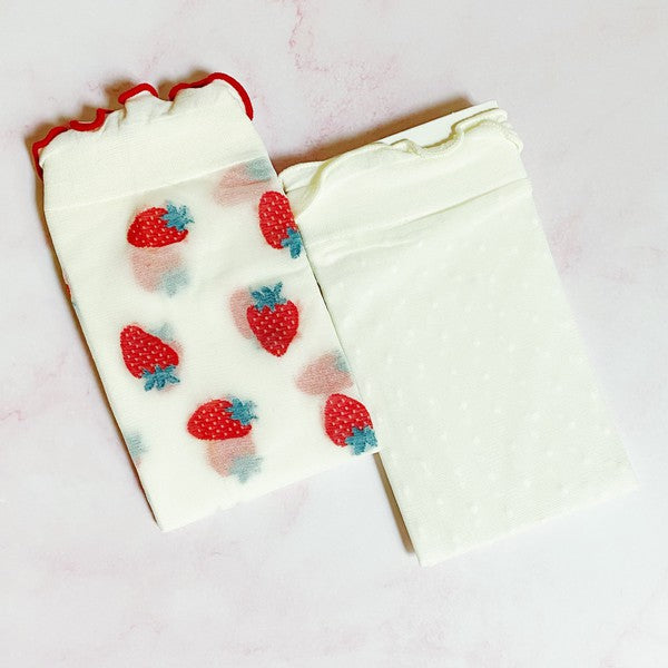 Set Of 2 | Dots &  Strawberries Sheer | Socks socks Ellison and Young   