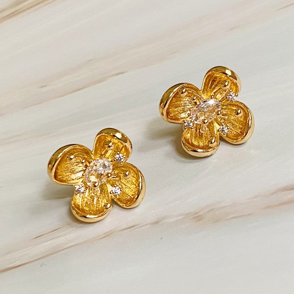 Artful Dogwood | Flower Stud Earrings jewelry Ellison and Young Gold OS 