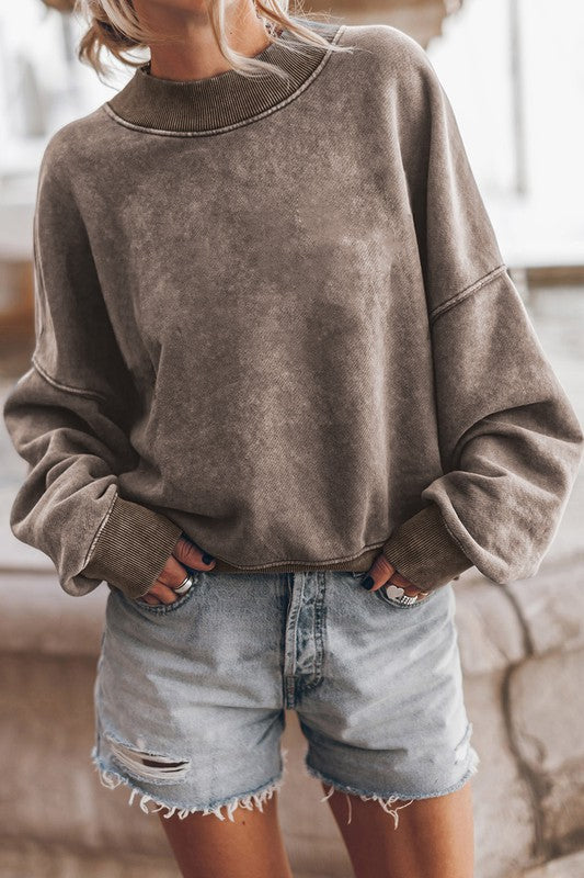 Mineral Washed Acid Dye | Sweatshirt sweatshirt EG fashion Mocha S 
