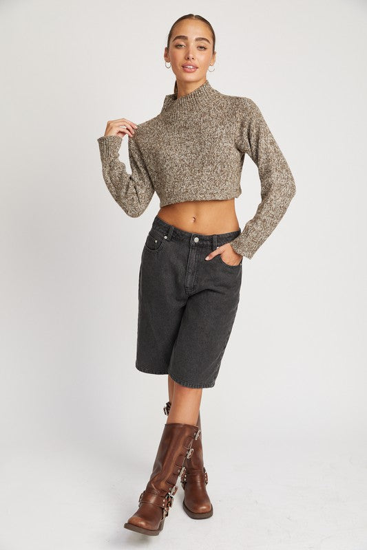Contrasted Turtle Neck Crop  | Top sweater Emory Park   