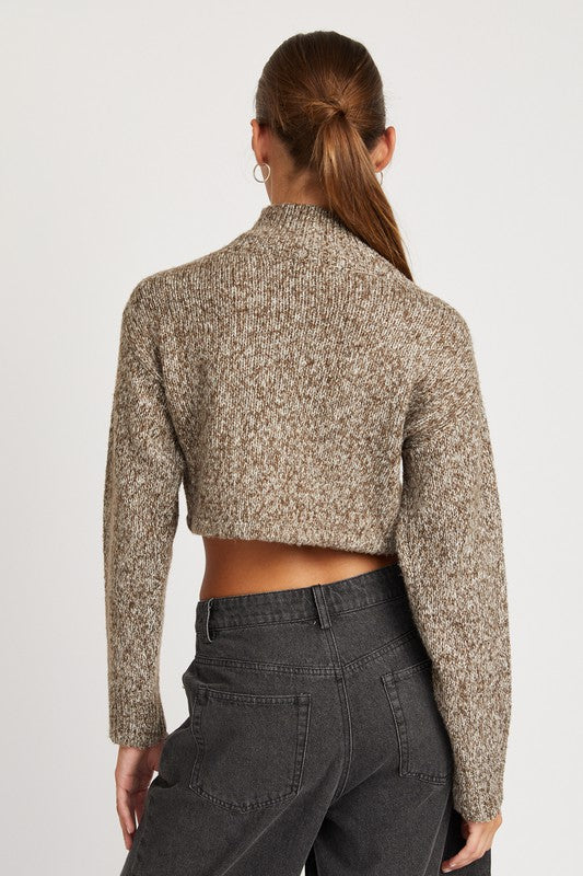 Contrasted Turtle Neck Crop  | Top sweater Emory Park   