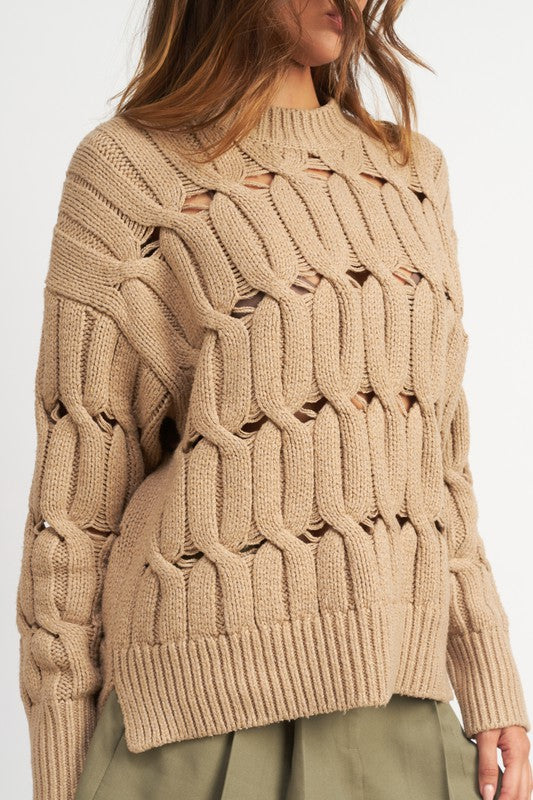 Open Knit Slit | Sweater  Emory Park   