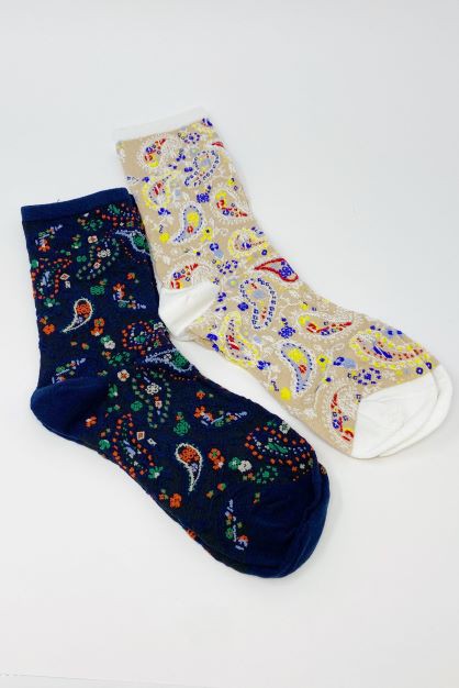 Color Heaven Paisley | Sock Set socks Ellison and Young Navy Blue/Taupe OS 