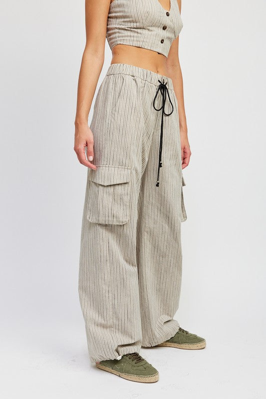 Striped Drawstring Cargo | Pants pants Emory Park   