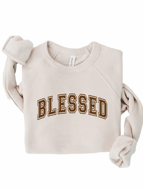 Premium Blessed | White |  Sweatshirt Clothing Ocean and 7th Heather Dust L 