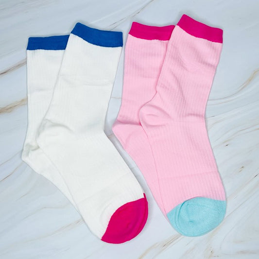 Set Of 2 | Color Block  | Socks socks Ellison and Young Pink/White OS 
