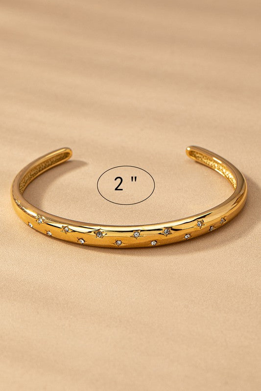 Stainless | Engraved Star Rhinestone Cuff | Bracelet jewelry LA3accessories   