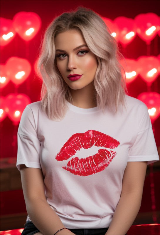 Red Lips | Graphic Tee Clothing Ocean and 7th White L 