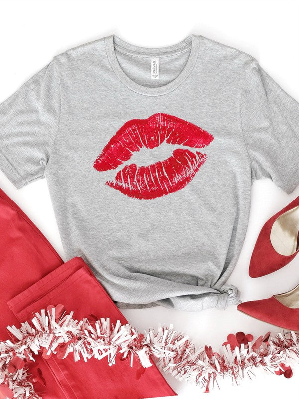 Red Lips | Graphic Tee Clothing Ocean and 7th Oxford Grey L 