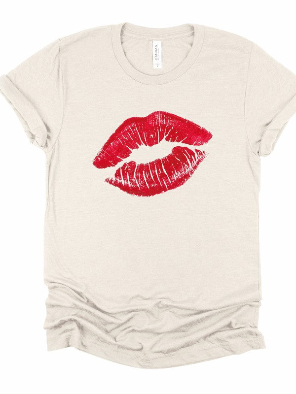 Red Lips | Graphic Tee Clothing Ocean and 7th Heather Dust XS 