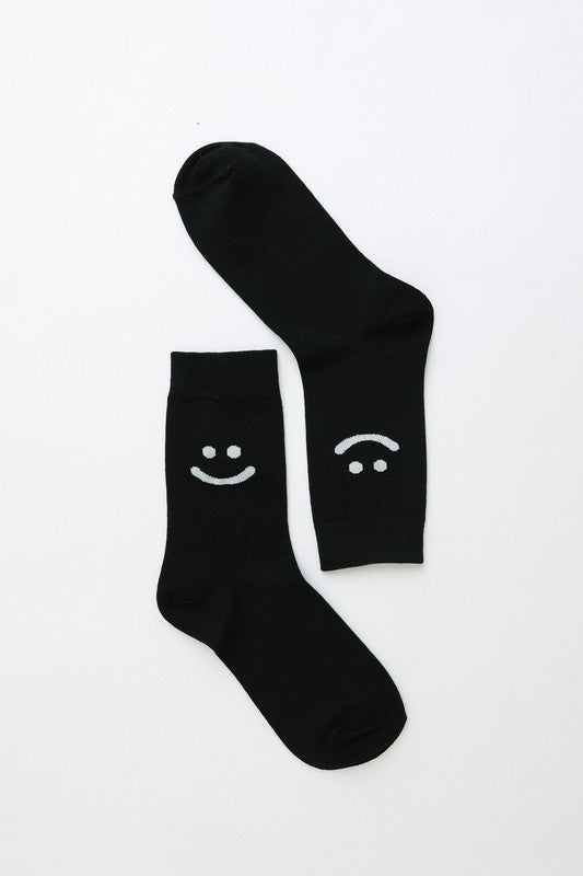 Smiley Face Crew | Socks socks Leto Accessories Black One Size 