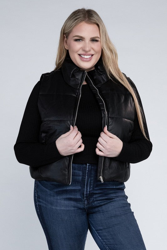 Plus Puff | Vest jacket Ambiance Apparel Black 1X 