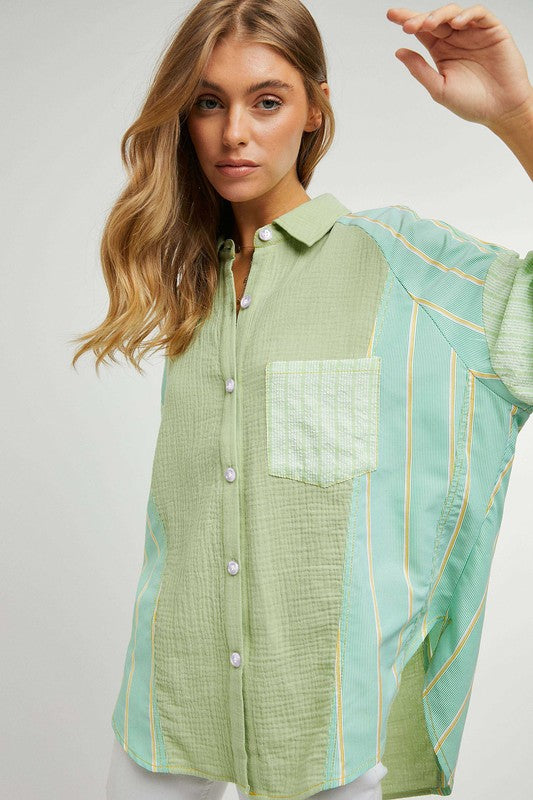 Plaid Stripe | Shirt Top Clothing Davi & Dani Sage Green M 