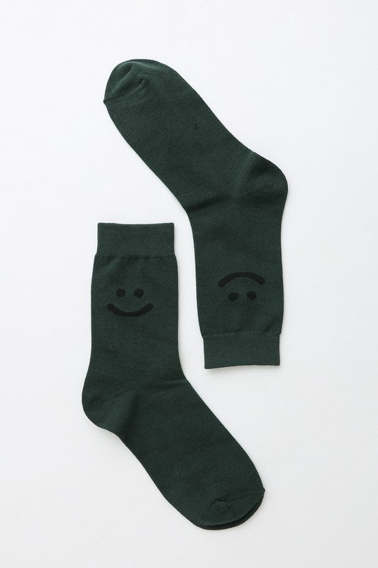 Smiley Face Crew | Socks socks Leto Accessories Green One Size 