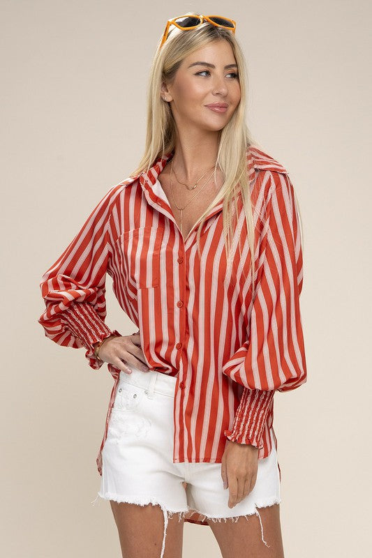 Pleated Button Down | Shirt Clothing Nuvi Apparel   