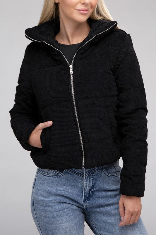 Corduroy Zip-Up | Jacket jacket Ambiance Apparel Black S 