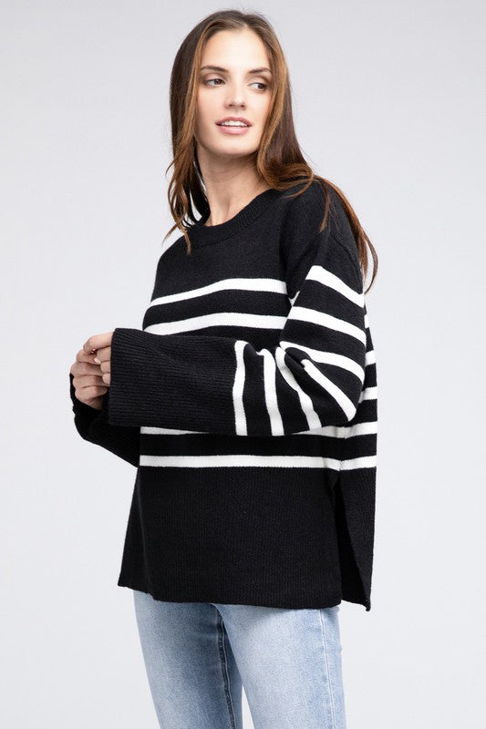 Ribbed Hem Stripe | Sweater sweater BiBi   