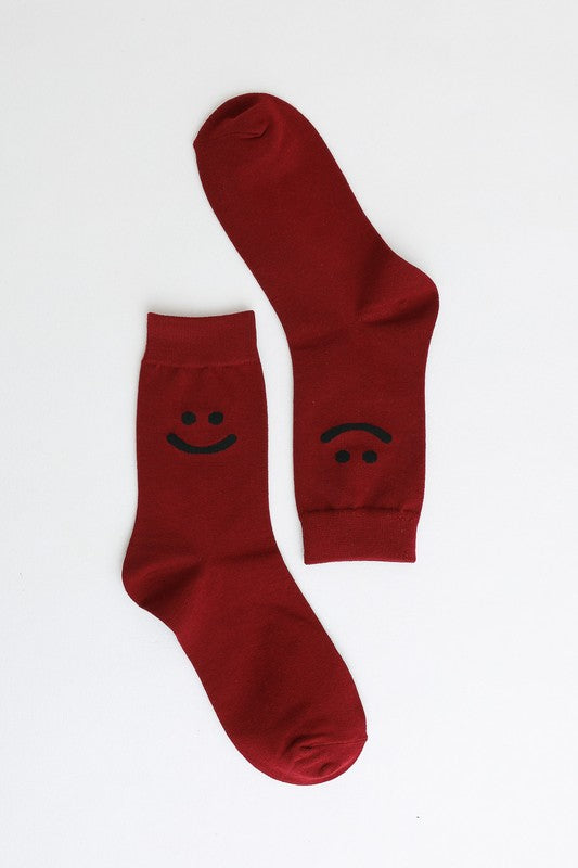 Smiley Face Crew | Socks socks Leto Accessories Red One Size 