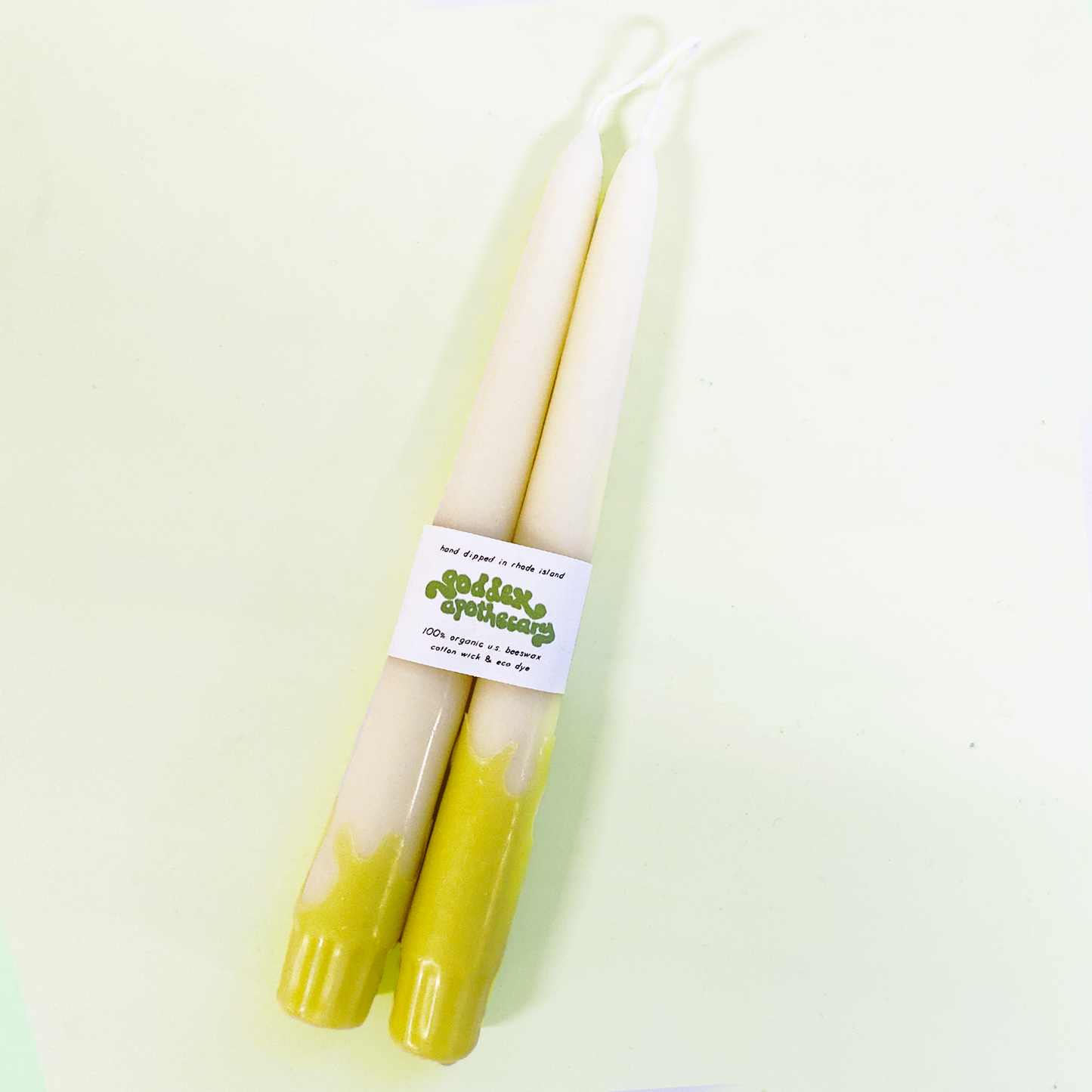 Wavey Organic Beeswax 9" Taper Candles: Blue and lavender  Goddex   