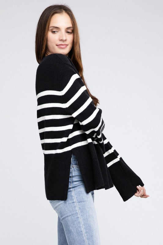 Ribbed Hem Stripe | Sweater sweater BiBi   