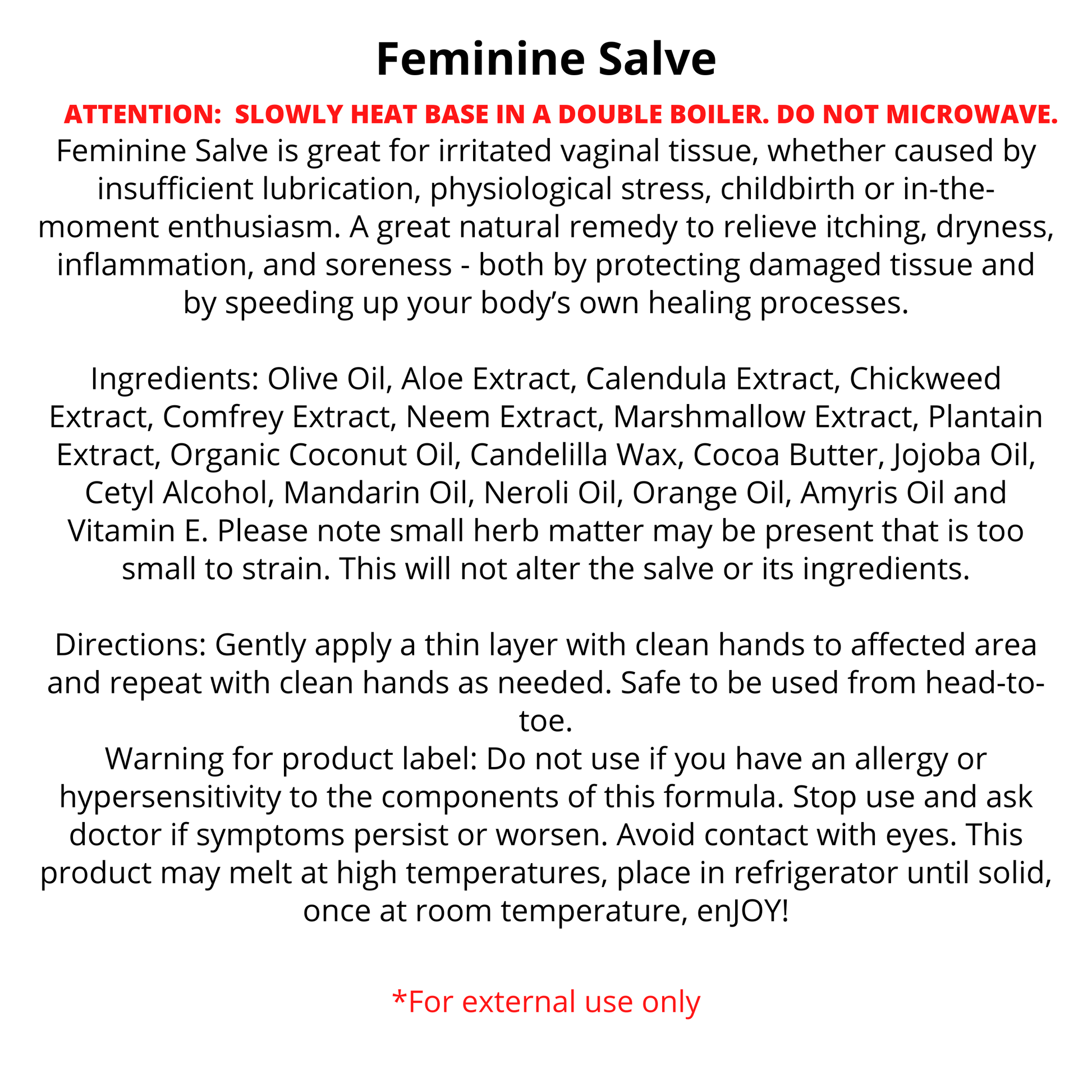 Feminine Salve | 1oz | Pre-Orders skincare R. Drew Naturals, LLC   